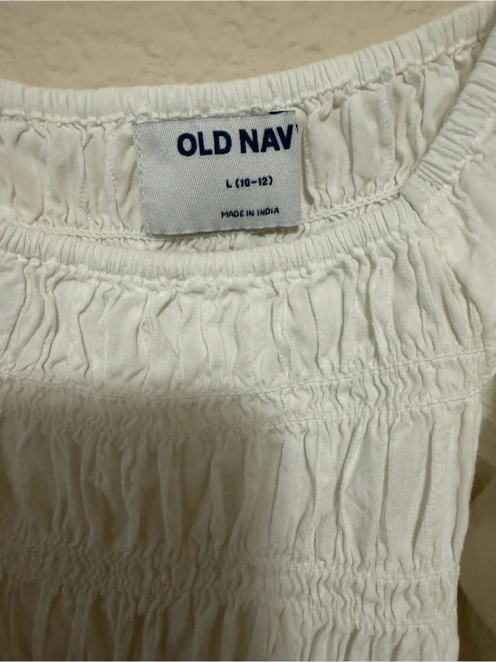 Old Navy Cream Smocked Square-Neck Peasant Blouse